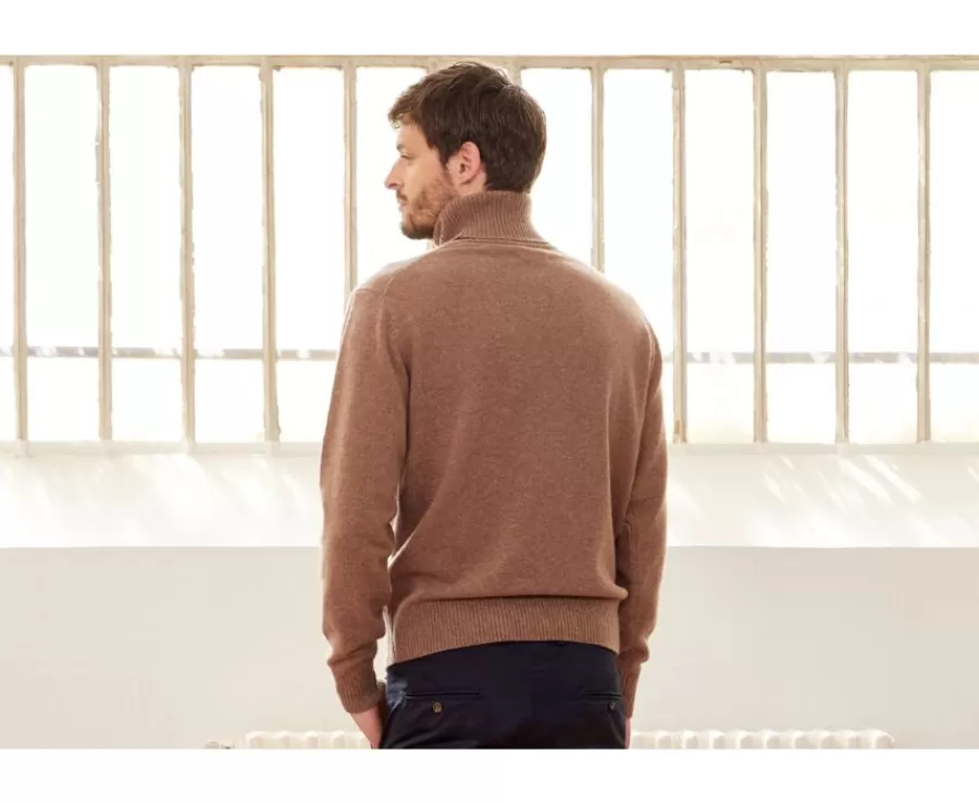 Flash Sale Jersey de lana con cuello alto para hombre Marrón moteado Kenneric Jerséis De Cuello Alto