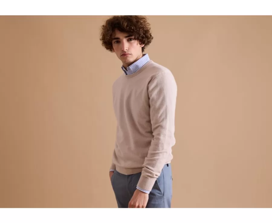 Hot Jersey de lana con cuello redondo Beis claro Conan Jerséis Cuello Redondo | Jerséis De Punto