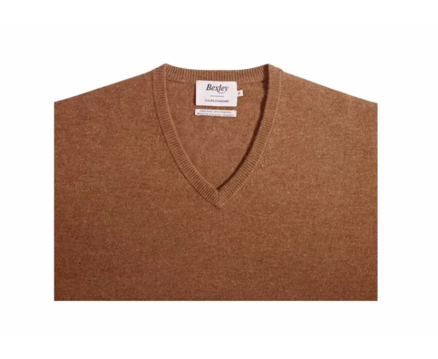 Sale Jersey de lana hombre con cuello en V Avellana Moteado Elian Jerséis De Cuello Pico | Jerséis De Punto