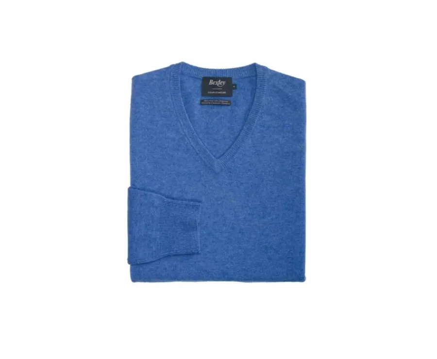 Sale Jersey de lana hombre con cuello en V Mar Azul Elian Jerséis De Punto | Jerséis De Cuello Pico