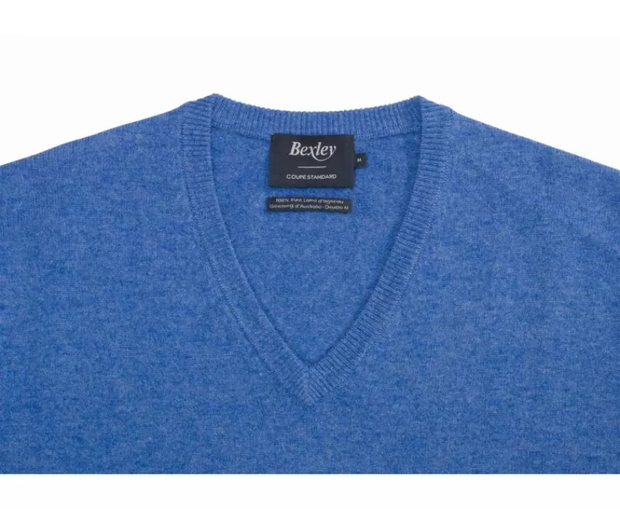 Sale Jersey de lana hombre con cuello en V Mar Azul Elian Jerséis De Punto | Jerséis De Cuello Pico
