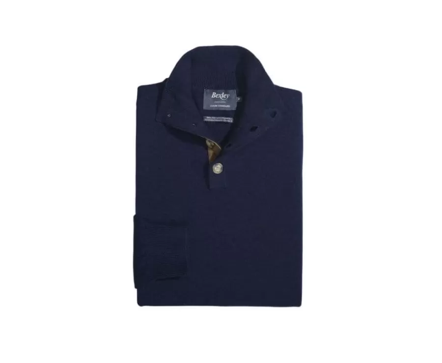 Discount Jersey de lana para hombre con cuello alto abotonado Navy Kiltan Jerséis De Punto