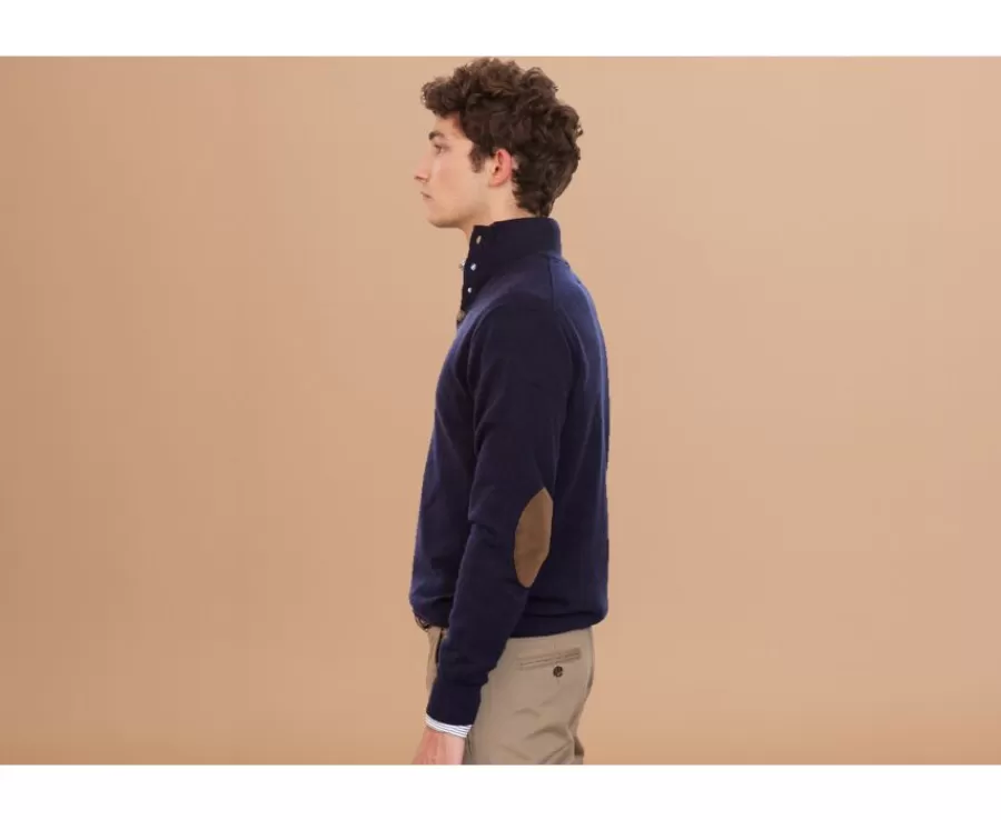 Discount Jersey de lana para hombre con cuello alto abotonado Navy Kiltan Jerséis De Punto