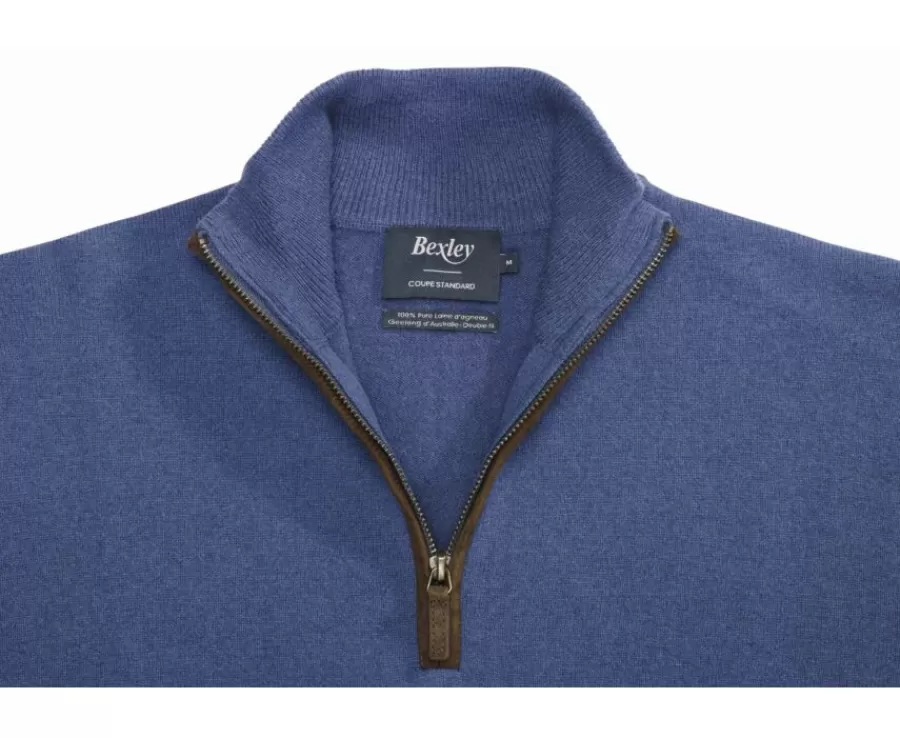 Clearance Jersey de lana para hombre con cuello cremallera Azul petróleo Keithy Jerséis De Cuello Cremallera | Jerséis De Punto