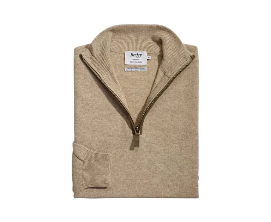Online Jersey de lana para hombre con cuello cremallera Beis oscuro Moteado Keithy Jerséis De Cuello Cremallera | Jerséis De Punto