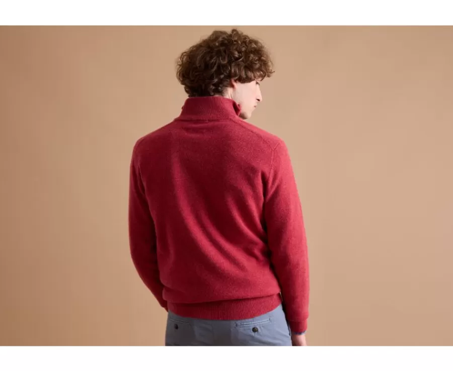 Online Jersey de lana para hombre con cuello cremallera Rojo y azul oscuro jaspeado Keyden Jerséis De Cuello Cremallera | Jerséis De Punto