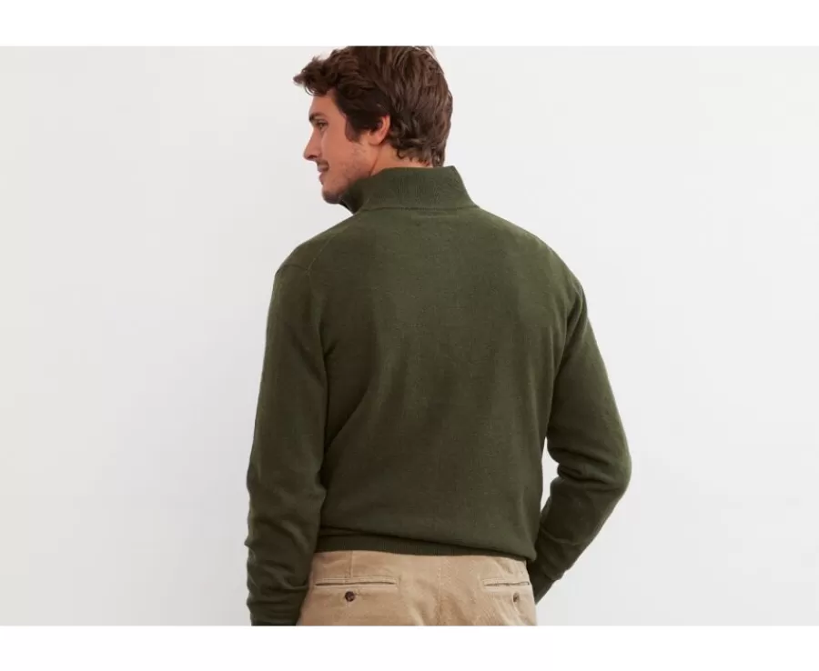 Flash Sale Jersey de lana para hombre con cuello cremallera Verde Keithy Jerséis De Cuello Cremallera | Jerséis De Punto