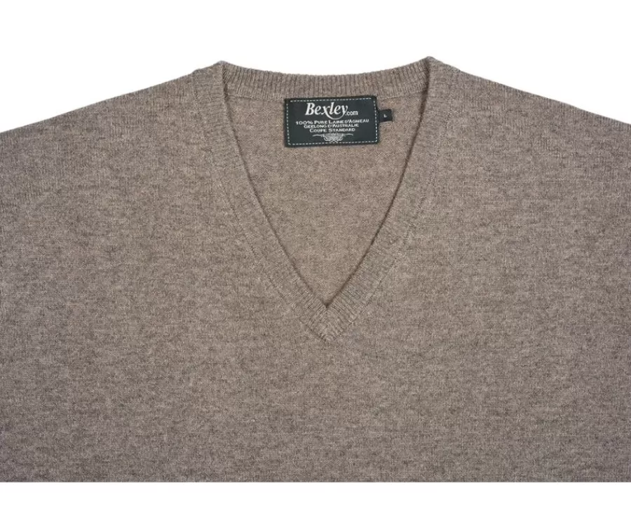Cheap Jersey de lana para hombre con cuello de pico Topo Gris moteado Elian Jerséis De Cuello Pico | Jerséis De Punto