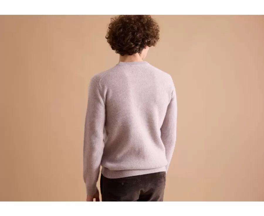 Online Jersey de lana para hombre cuello redondo Gris moteado claro Coltan Jerséis Cuello Redondo | Jerséis De Punto