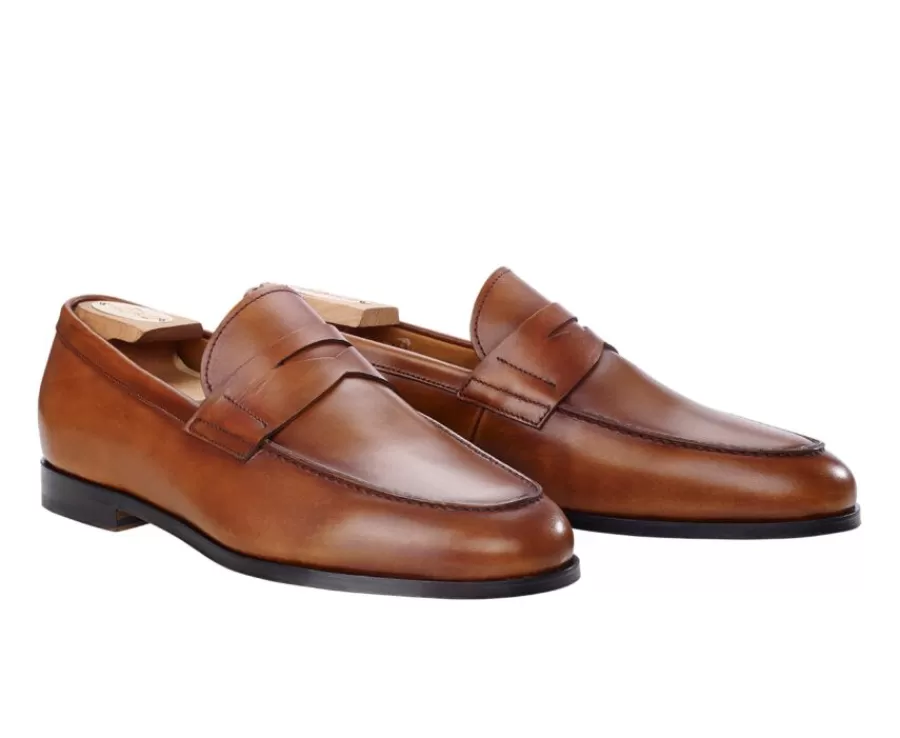 Sale Mocasín de piel para hombre Dorado Patinado Derybrook Zapatos Confort | Mocasines