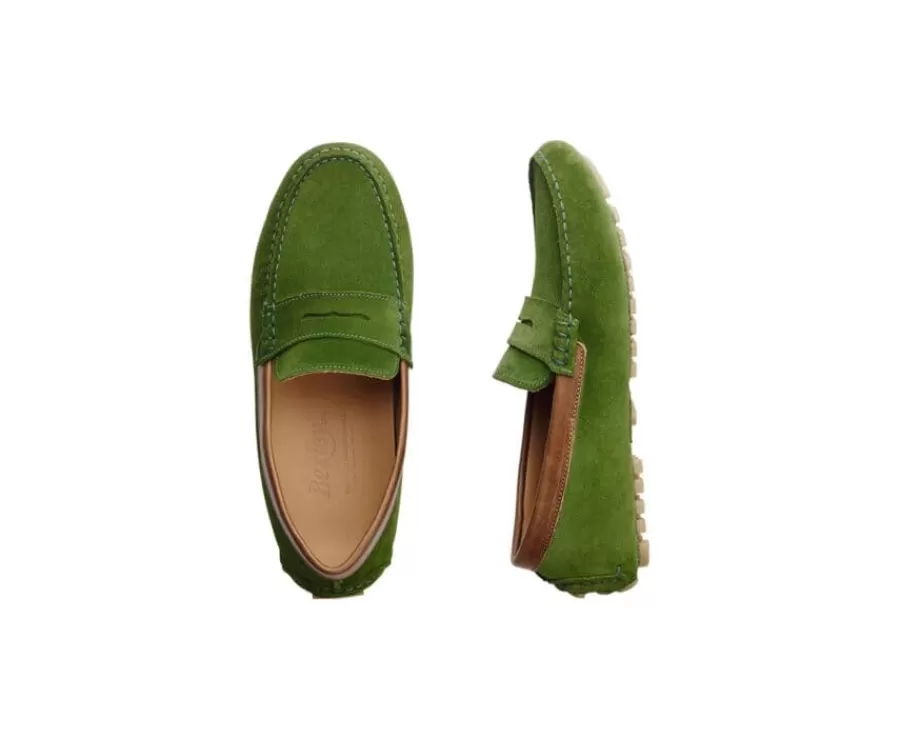 Online Mocasín de verano para hombre Terciopelo Verde & Castaño Ferguson Mocasines Y Drivers