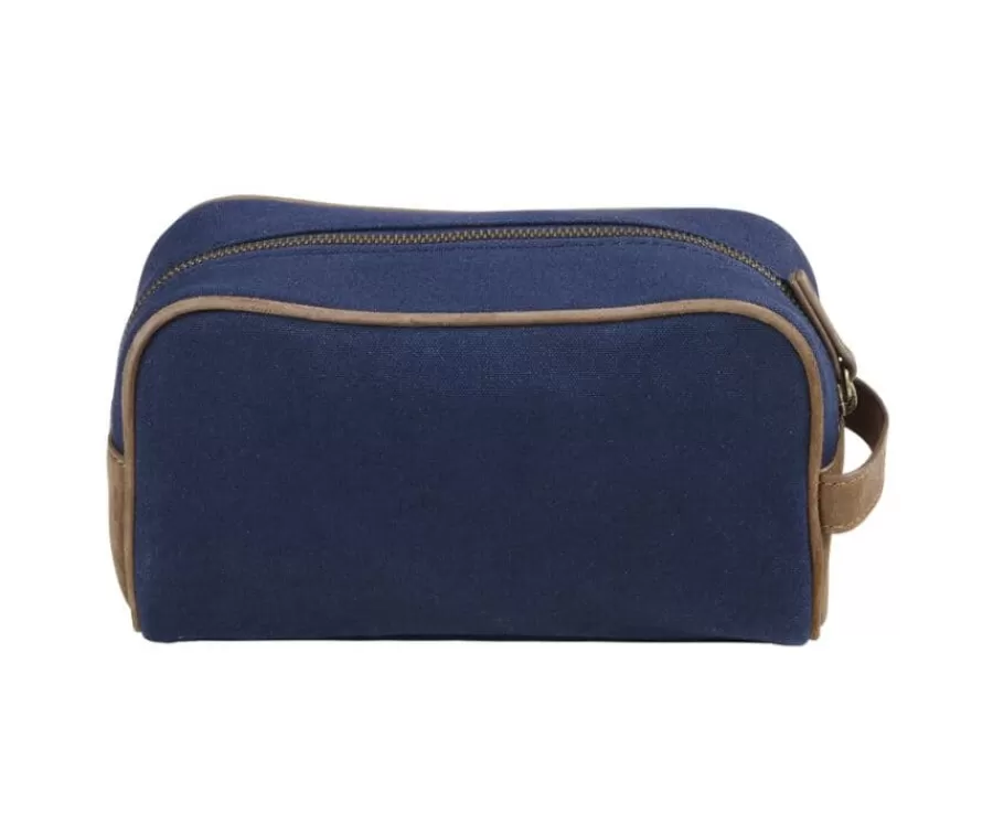 Store Neceser de lona azul marino y terciopelo de cabra tabaco Maletínes, Bolsos Y Guantes