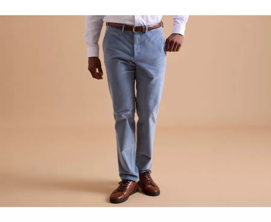 Clearance Pantalón chino de pana Azul grisáceo para hombre Norman Pantalones Ajustados