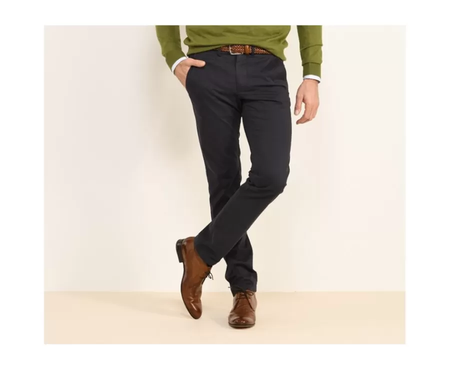 Discount Pantalón chino para hombre Azul marino Kyrk Pantalones Ajustados | Pantalones Chino