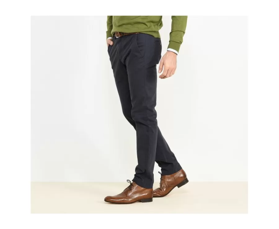 Discount Pantalón chino para hombre Azul marino Kyrk Pantalones Ajustados | Pantalones Chino