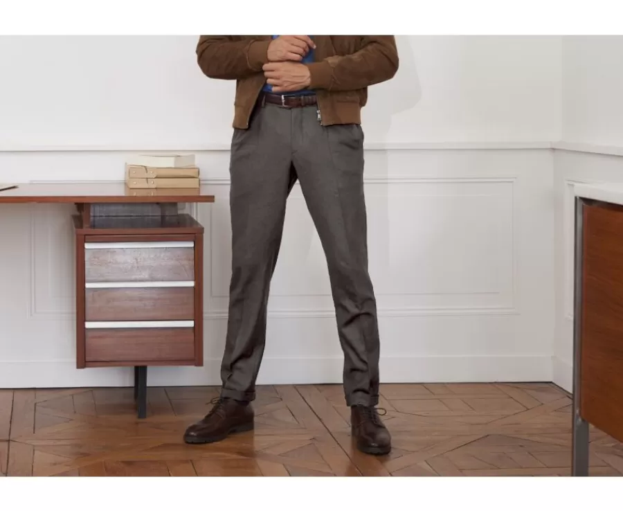 Shop Pantalón de traje casual Espiga topo oscuro Lelian Pantalones De Vestir | Pantalones De Vestir