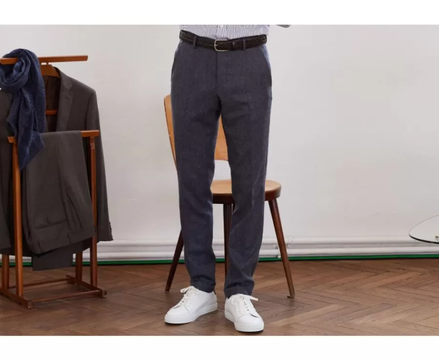 Shop Pantalón de vestir Espiga Gris Azul Lelian Pantalones De Vestir