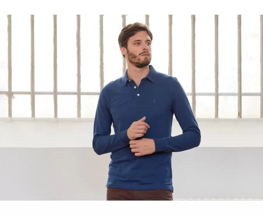 Hot Polo de hombre de manga larga Azul Alec Ii Ml Polos Manga Larga | Polos