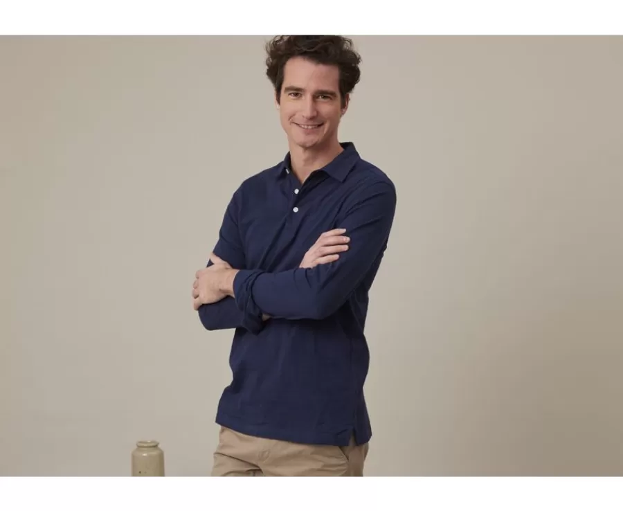 Hot Polo de hombre de manga larga Navy Aiden Ml Polos Manga Larga | Polos