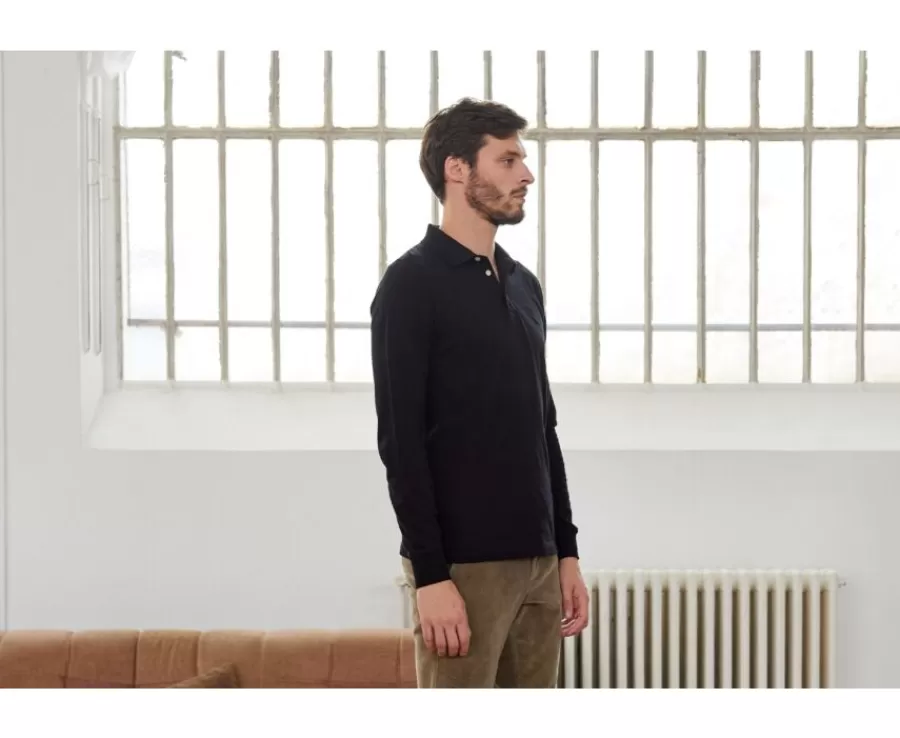 Outlet Polo de hombre de manga larga Negro Alec Ii Ml Polos Manga Larga | Polos