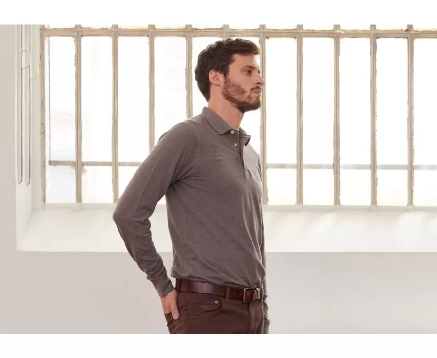 New Polo de hombre de manga larga Topo moteado Alec Ii Ml Polos Manga Larga | Polos