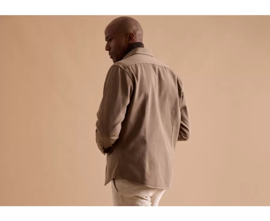 Cheap Sobrecamisa de franela Camel - Cuello francés Théodéric Sobrecamisas | Camisas De Franela & Terciopelo