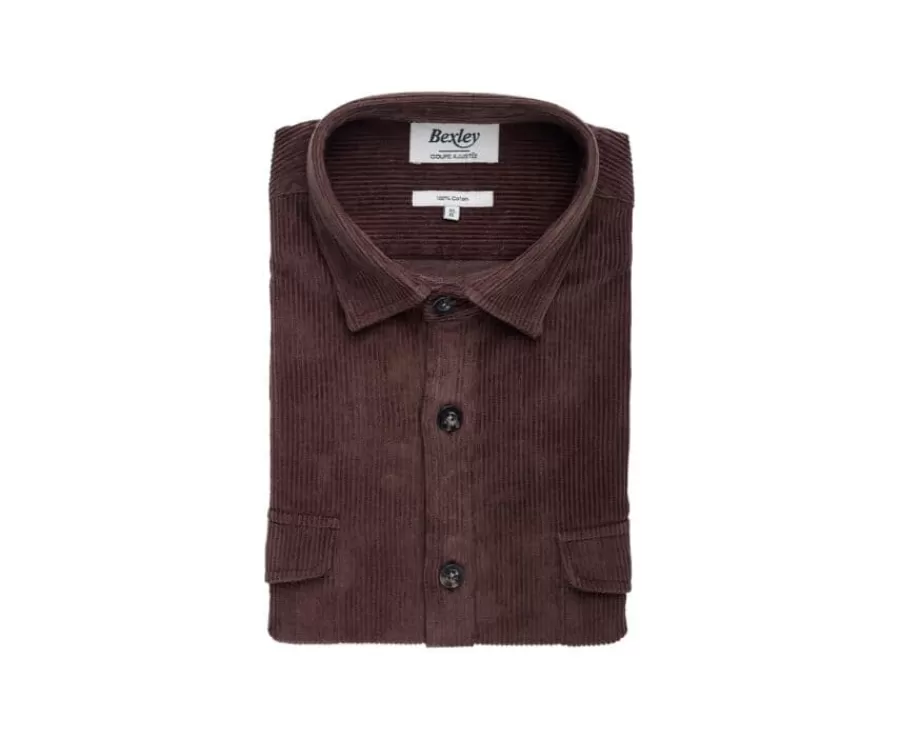 Best Sale Sobrecamisa de terciopelo Chocolate - Cuello francés Victorin Sobrecamisas | Camisas De Franela & Terciopelo