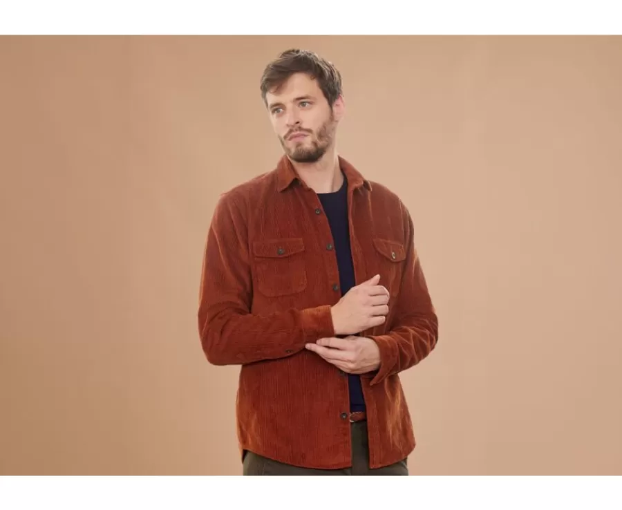 Best Sobrecamisa de terciopelo Terracota - Cuello francés Victorin Sobrecamisas | Camisas De Franela & Terciopelo