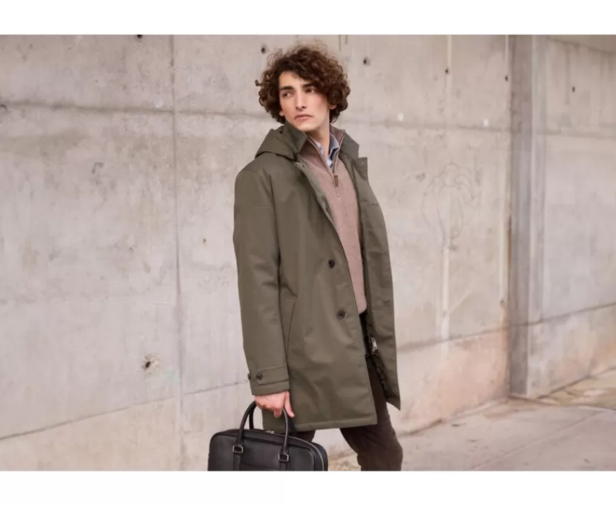 Outlet Trenca de hombre acolchada Verde Oscuro Aurestilde Abrigos Y Gabardinas