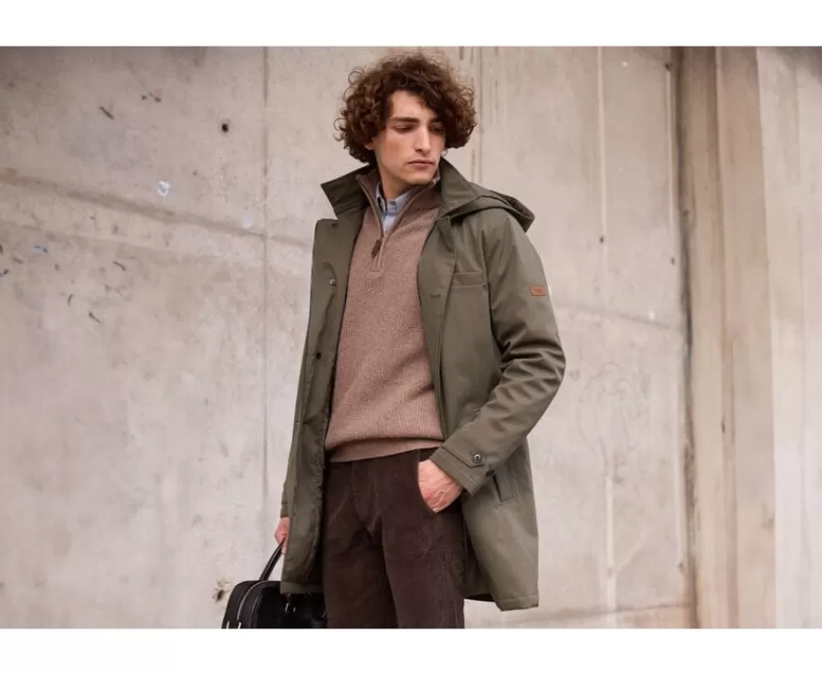 Outlet Trenca de hombre acolchada Verde Oscuro Aurestilde Abrigos Y Gabardinas