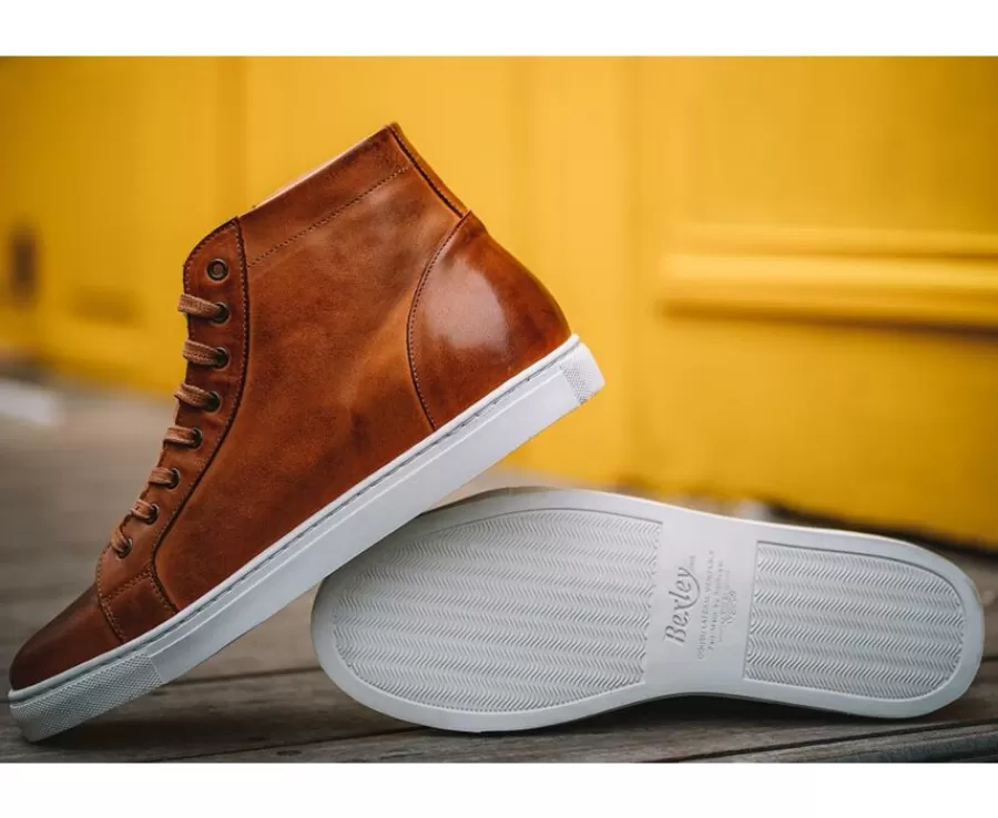 Fashion Zapatillas altas para hombre de piel Castaño patinado Hawthorne Zapatillas Altas | Zapatillas