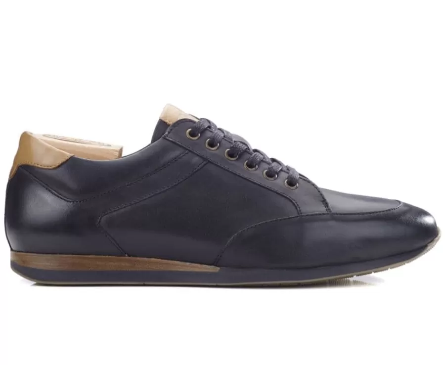 Discount Zapatillas de hombre de piel Negro patinado Belbara Zapatillas