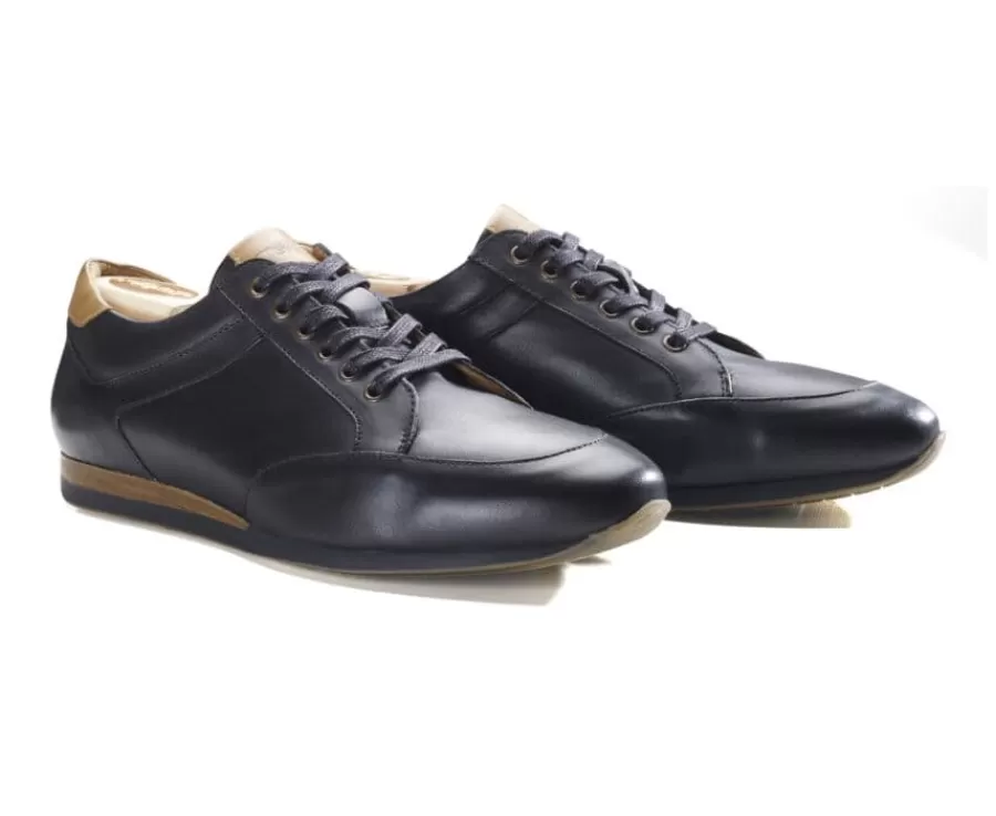 Discount Zapatillas de hombre de piel Negro patinado Belbara Zapatillas