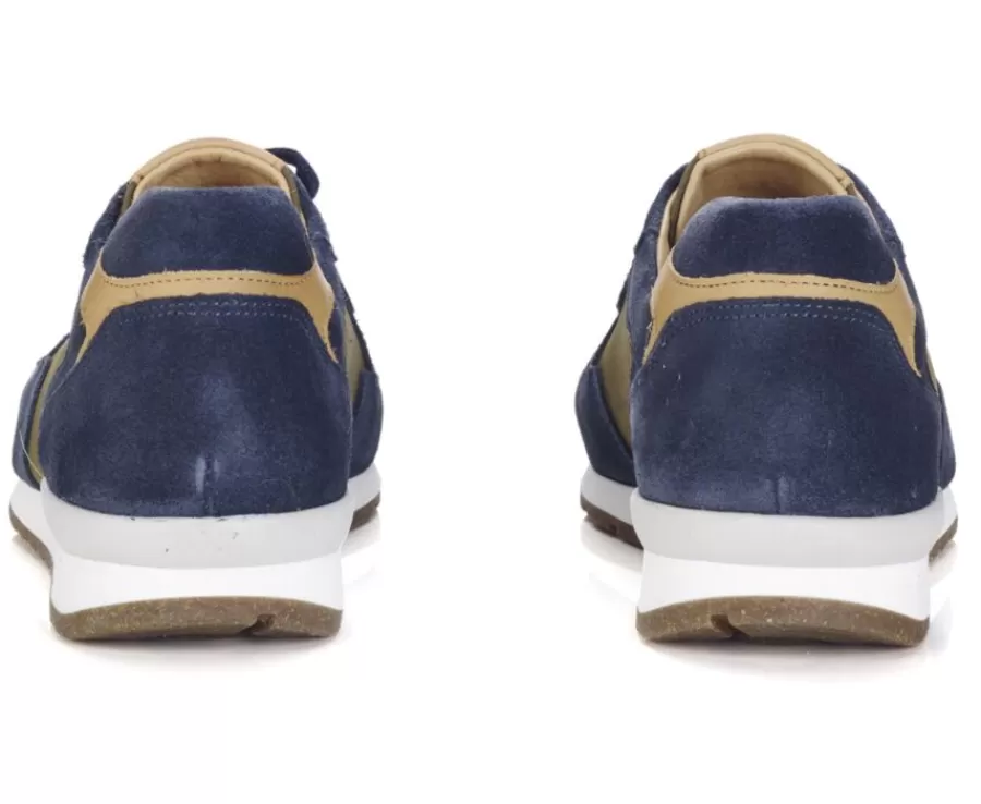 Online Zapatillas de hombre de Terciopelo Azul y Caqui Canberra Ii Zapatillas