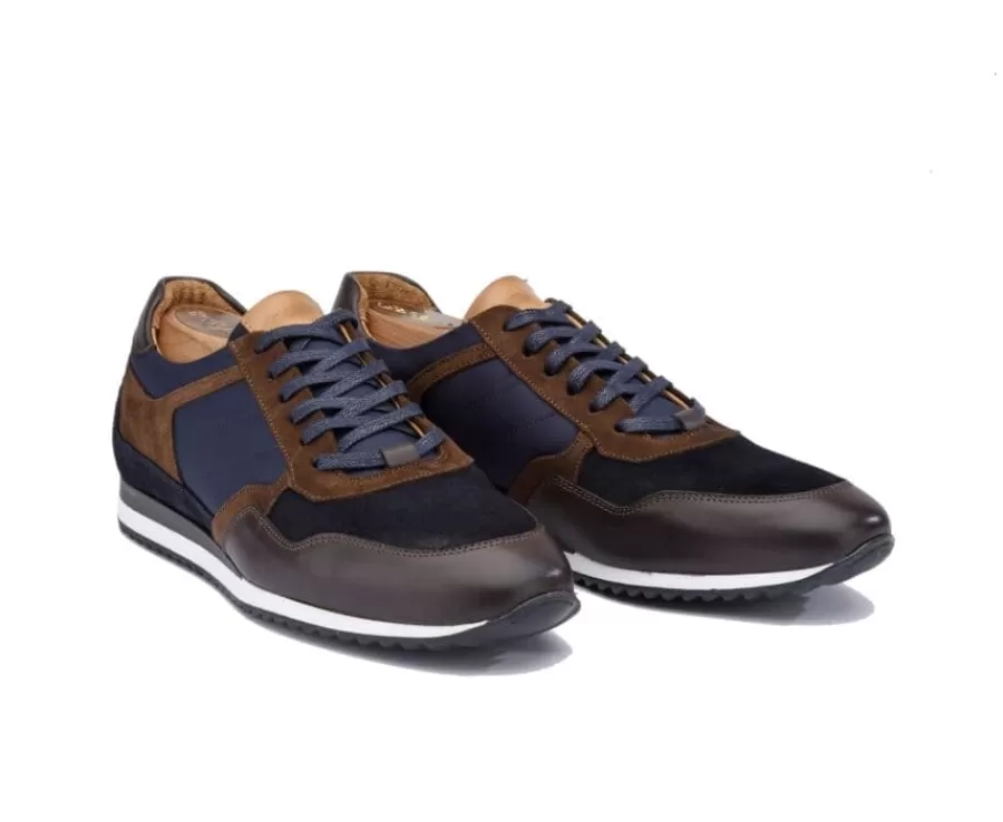 Best Sale Zapatillas de hombre de terciopelo Chocolate y Azul marino Corunna Zapatillas
