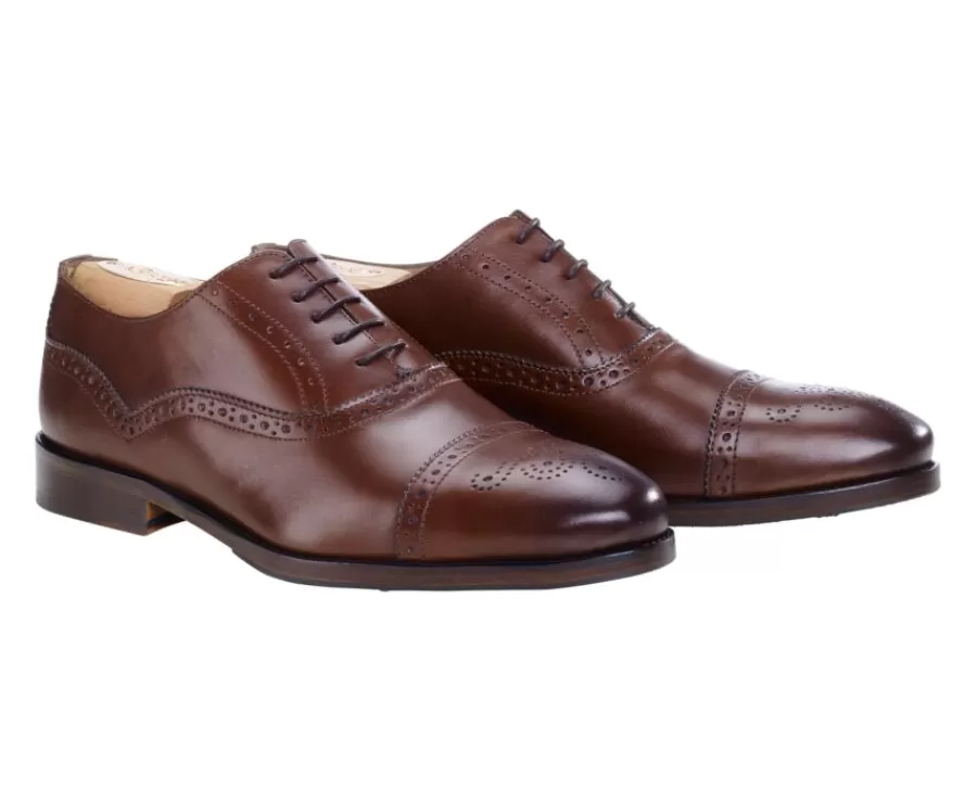 Best Zapato Oxford Coñac patinado para hombre Grackott Zapatos Oxford