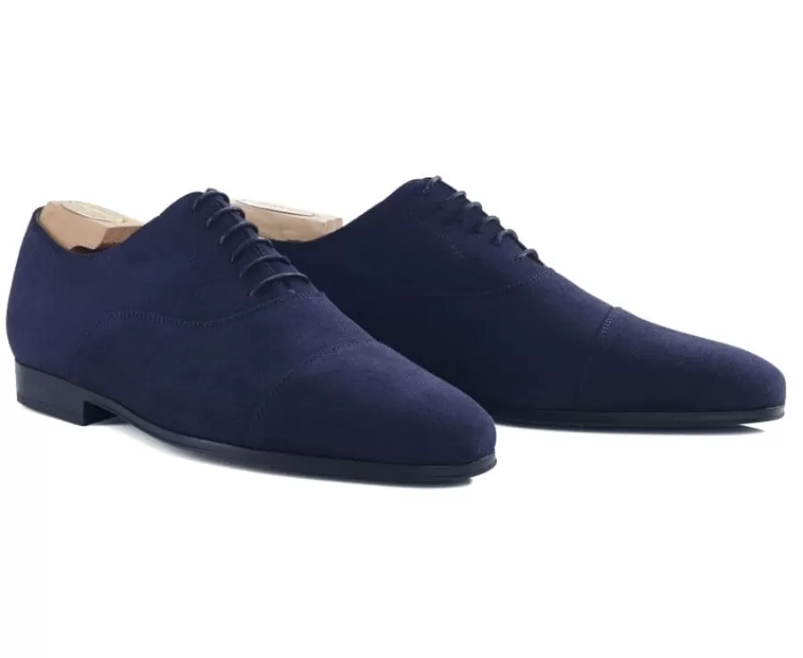 Best Sale Zapato Oxford de terciopelo Azul Marine para hombre Suela de caucho Lennox Gomme Urban Zapatos Confort