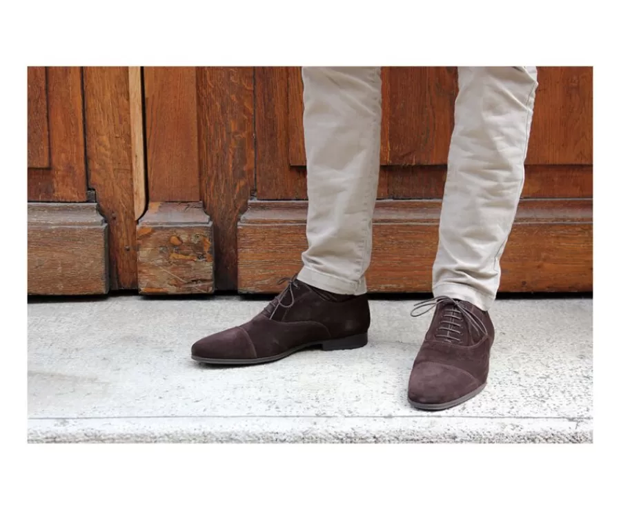 Shop Zapato Oxford de terciopelo Marrón para hombre Suela de caucho Lennox Gomme Urban Zapatos Confort | Zapatos Oxford