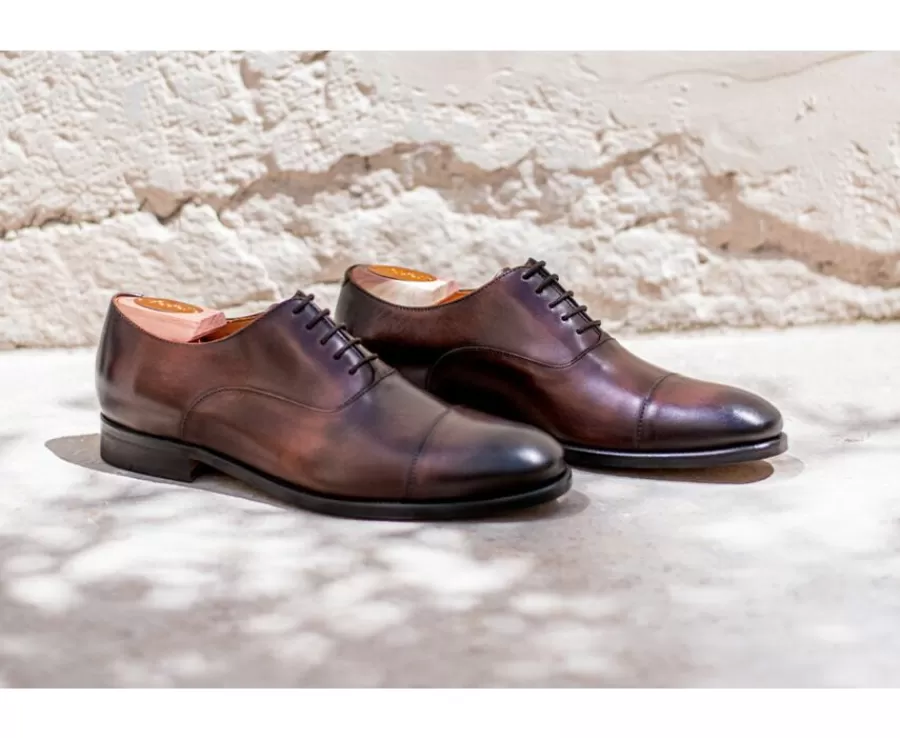 Discount Zapato Oxford para hombre Chocolate Patinado con suela de cuero Winford Zapatos Confort | Zapatos Oxford