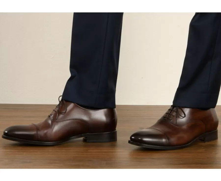 Discount Zapato Oxford para hombre Chocolate Patinado con suela de cuero Winford Zapatos Confort | Zapatos Oxford