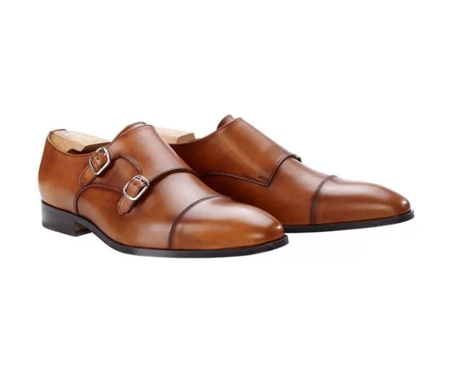 Flash Sale Zapatos de hombre Dorado Patinado con doble hebilla Chedington Zapatos De Boda | Hebillas