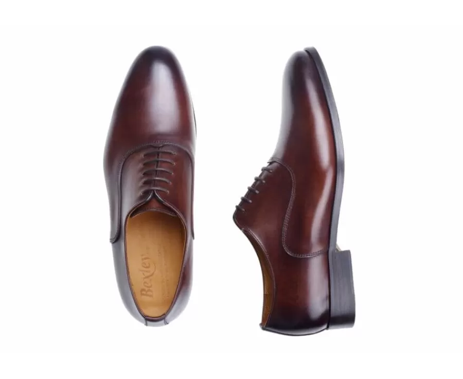 Cheap Zapatos Oxford hombre Chocolate Patinado con suela de piel Wayford Zapatos Confort