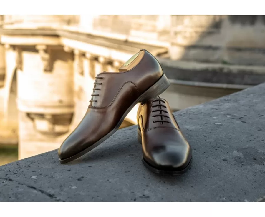 Cheap Zapatos Oxford hombre Chocolate Patinado con suela de piel Wayford Zapatos Confort